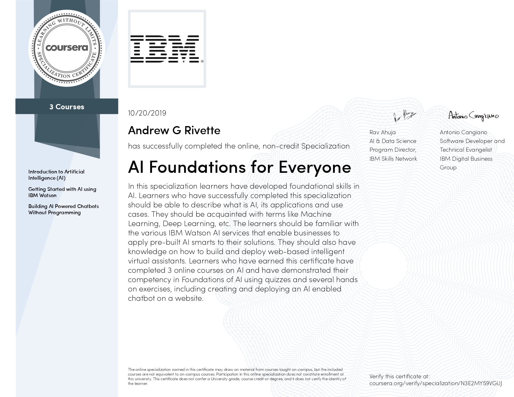 Andrew Rivette - AI-Foundations Specialization