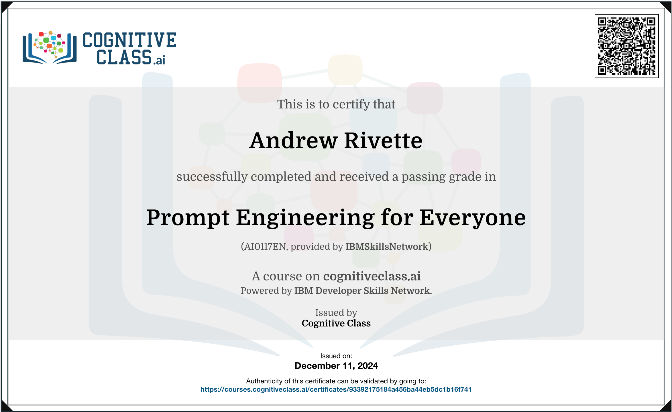 Andrew Rivette - Prompt Engineering - IBM Skills network
