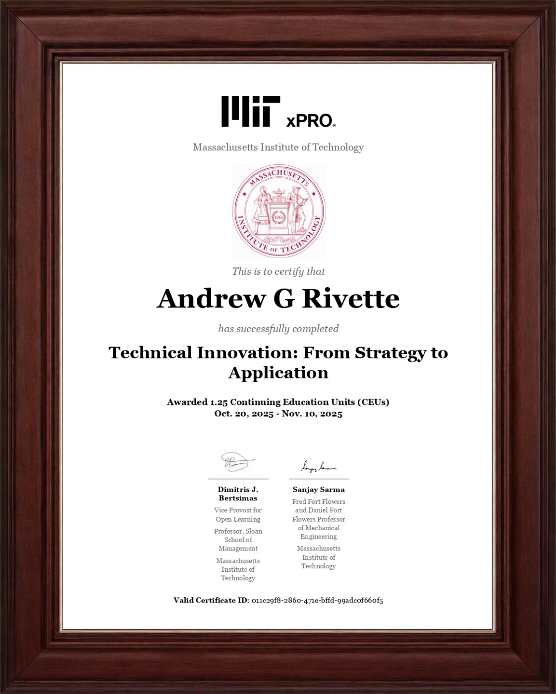 Andrew Rivette: MIT xPRO - Technical Innovation - From Strategy to Application